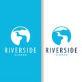 River logo, creeks, simple silhouette inspiration design river flow illustration template