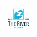 River logo, creeks, simple silhouette inspiration design river flow illustration template