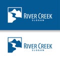 River logo, creeks, simple silhouette inspiration design river flow illustration template