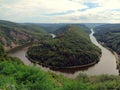 River loop Saarschleife of river Saar. View from viewing point Cloef in Orscholz