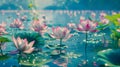 River with lotus flowers