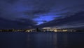 River Mersey and Birkenhead by night Royalty Free Stock Photo