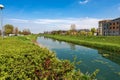 River Monticano in the Small Town of Oderzo - Treviso Veneto Italy Royalty Free Stock Photo
