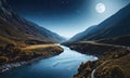 the river with the moon. bizarre landscape conceptual visual art natural fantasy art