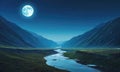 the river with the moon. bizarre landscape conceptual visual art natural fantasy art