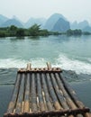 River, Mountain and Bamboo raft Royalty Free Stock Photo