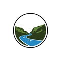 River mountain landscape logo vector