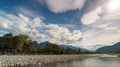 River and mountain landscape in the Swiss Alps in autum Royalty Free Stock Photo