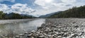 River and mountain landscape in the Swiss Alps in autum Royalty Free Stock Photo