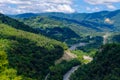 River between mountain view from bridge Skypark AJ Hacket Sochi Royalty Free Stock Photo