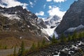 River, mountains and trees.