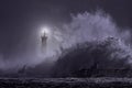 River mouth beacon at night Royalty Free Stock Photo