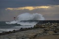 River mouth pier and beacon at dusk Royalty Free Stock Photo