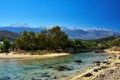 River mouth and view of the Lefka Ori mountains in the town of Georgioupoli on the island of Crete