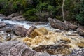 The river Mucugezinho in Chapada Diamantina, Bahia, Brazil with running water, forming a waterfall and Poco do Pato Royalty Free Stock Photo