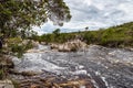 The river Mucugezinho in Chapada Diamantina, Bahia, Brazil with running water, forming a waterfall and Poco do Pato Royalty Free Stock Photo