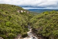 The river Mucugezinho in Chapada Diamantina, Bahia, Brazil with running water, forming a waterfall and Poco do Pato Royalty Free Stock Photo