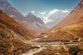 River in Nepal mountains, Manaslu mountain peak Royalty Free Stock Photo