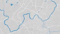 River Neris map, Vilnius city, Lithuania. Watercourse, water flow, blue on grey background road map. Vector illustration