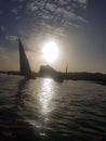 River Nile in Aswan Egypt and ships