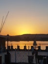 River Nile in Aswan Egypt and ships