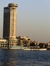 River Nile bank with a background of modern buildings on a sunny summer day and sailing boats, Cairo, Egypt Royalty Free Stock Photo