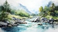 River Of Norway: A Breathtaking Watercolor Illustration