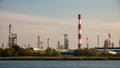 River and oil refinery factory in Gdansk, Poland. Royalty Free Stock Photo