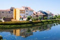 River and old houses at Monforte de Lemos Royalty Free Stock Photo