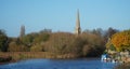 River Ouse and Church at St Ives Cambridgeshire Royalty Free Stock Photo