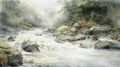 River Of Oxtail Watercolour Painting By Jake Smith Royalty Free Stock Photo