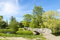 River park with foot bridges in summer Royalty Free Stock Photo