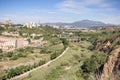 River Park of the river Ripoll Parc Fluvial del riu Ripoll in Sabadell, Catalonia, Spain Aerial View. Royalty Free Stock Photo