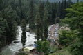 River and parking at Betaab valley near Pahalgam, Jammu Kashmir