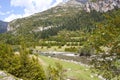 River passing by the mountains in the Pyrenees Royalty Free Stock Photo