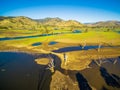 River and pastures - idyllic Australian countryside aerial lands