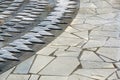 River pebbles is embedded in the concrete floor to decorate the floor with a variety of unique textures can be made to a Royalty Free Stock Photo