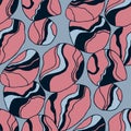 River pebbles hand drawn color seamless pattern