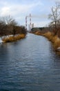 River. Pipes thermal power plant