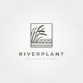 River plant cattail icon logo vector symbol illustration design, nature plant in square logo design Royalty Free Stock Photo