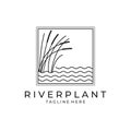 river plant cattail icon logo vector symbol illustration design, nature plant in square logo design Royalty Free Stock Photo