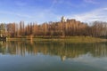 River po and park of valentino in Turin city in Italy