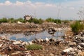 River polluted by plastic waste. Pollution concept. Recycling Royalty Free Stock Photo