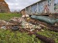 River pollution and plastic waste washed up after flooding disaster