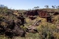 The river and pool in Weano Gorge, Karijini, Western Australia and red rocks Royalty Free Stock Photo