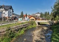 River Prutet and hotels of famous winter resort Bukovel, Ukraine.