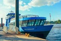 River public transport ferries and passenger river buses on routes on the Elbe River Hamburg Germany