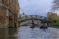 River Punting in Cambridge, River Cam-Mathematical Bridge Royalty Free Stock Photo