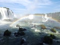 River raging waters beneath IguaÃ§u Falls