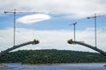 River Railway Bridge Under Construction in Spain Royalty Free Stock Photo